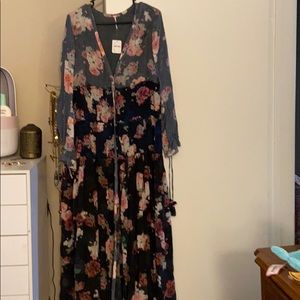Free people long dress, silk
